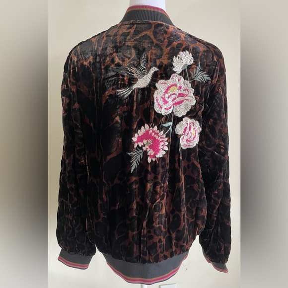 NWT JOHNNY WAS JUNIA VELVET QUILTED BOMBER JACKET ZIP FRONT, EMBROIDERED, SZ L - Picture 10 of 10